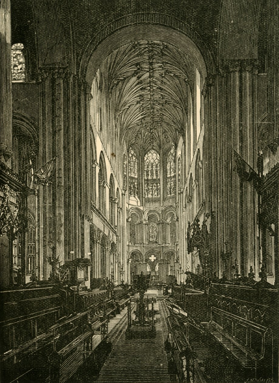 Norwich katedral. The Choir, Looking East, 1898. av Unbekannt