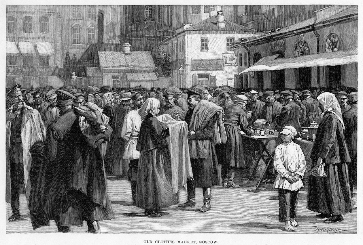 Old Clothes Market, Moskva, 1800-tallet av Unbekannt