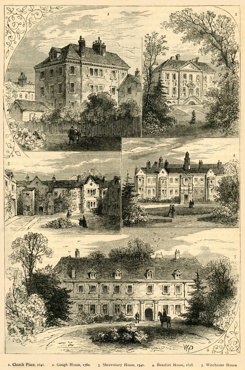 Gamle herskapshus i Chelsea, c1876. av Unbekannt