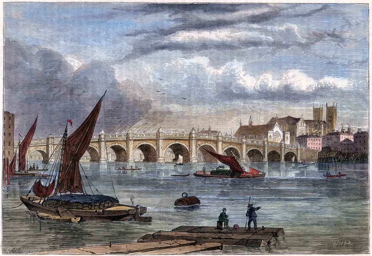 Old Westminster Bridge i 1754, 1800-tallet av Unbekannt