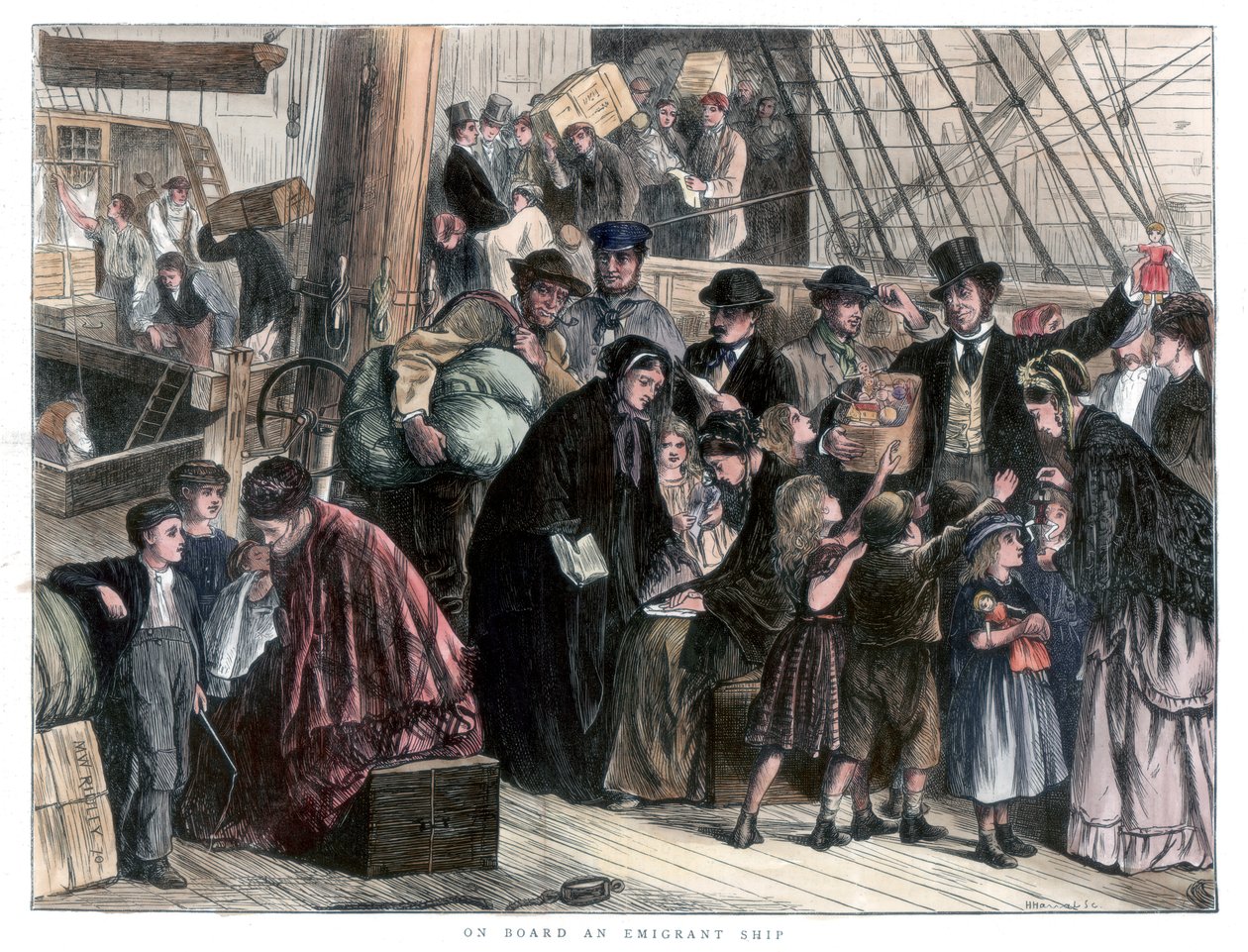 Om bord på emigrantskipet, 1871 av Unbekannt