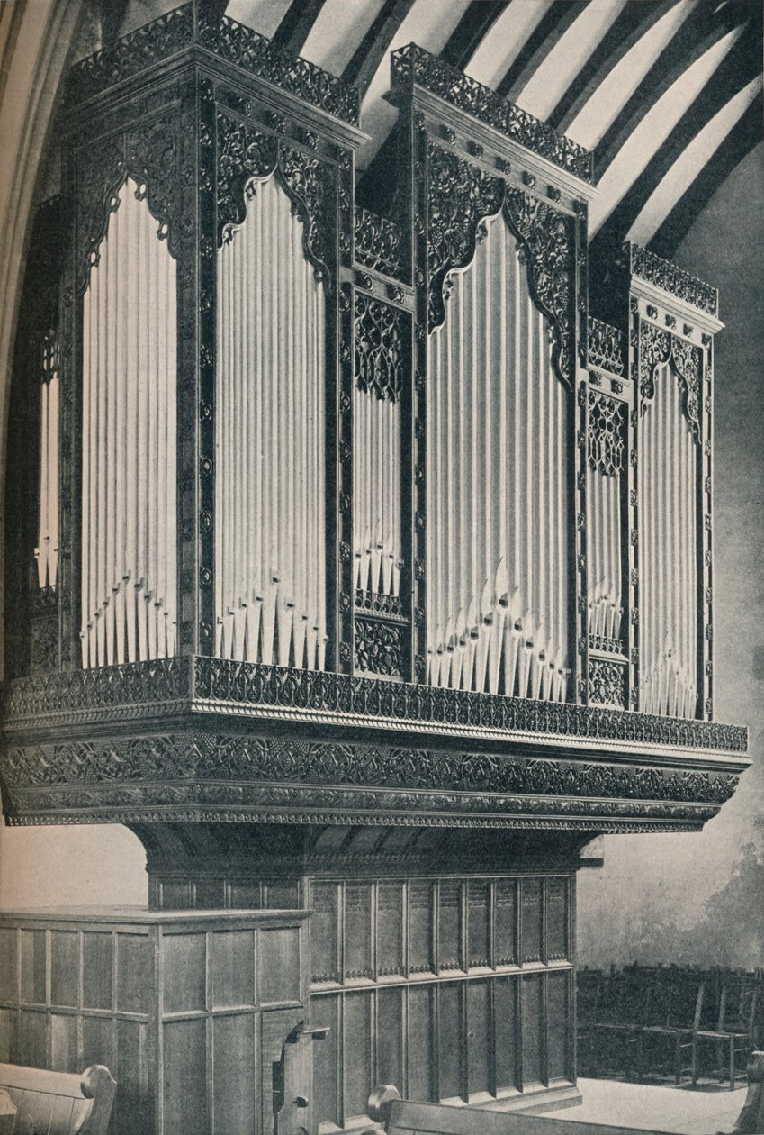 Orgel i Towyn Parish Church, c1910 av Unbekannt