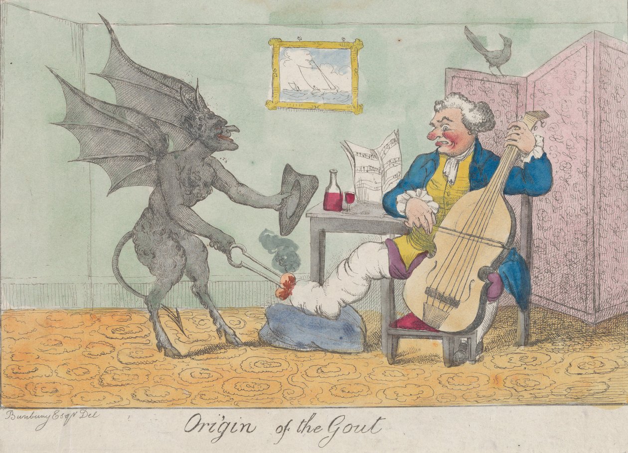 Opprinnelsen til gikten, ca. 1810. av Unbekannt