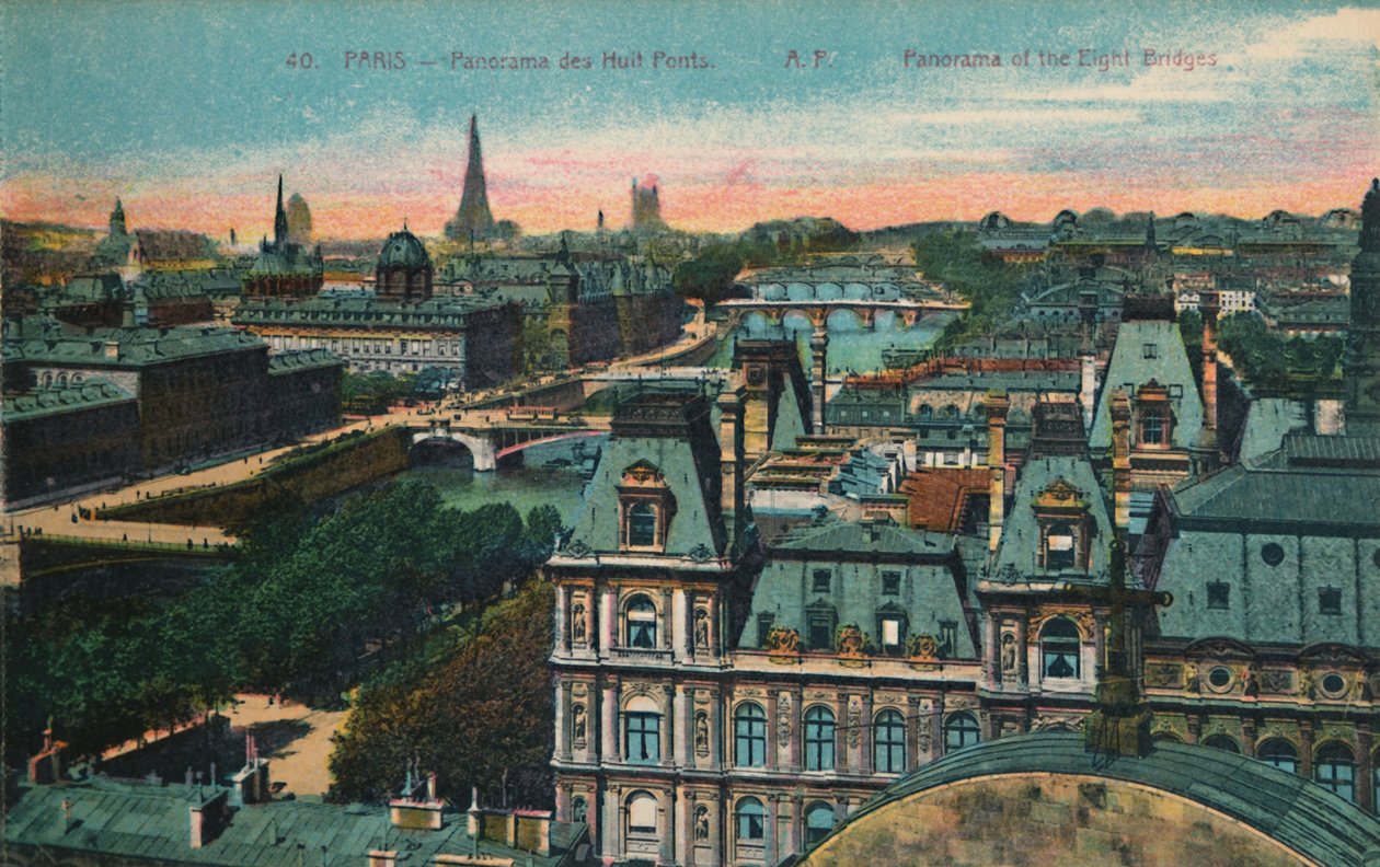 Panorama over de åtte broer, Paris, c1920 av Unbekannt