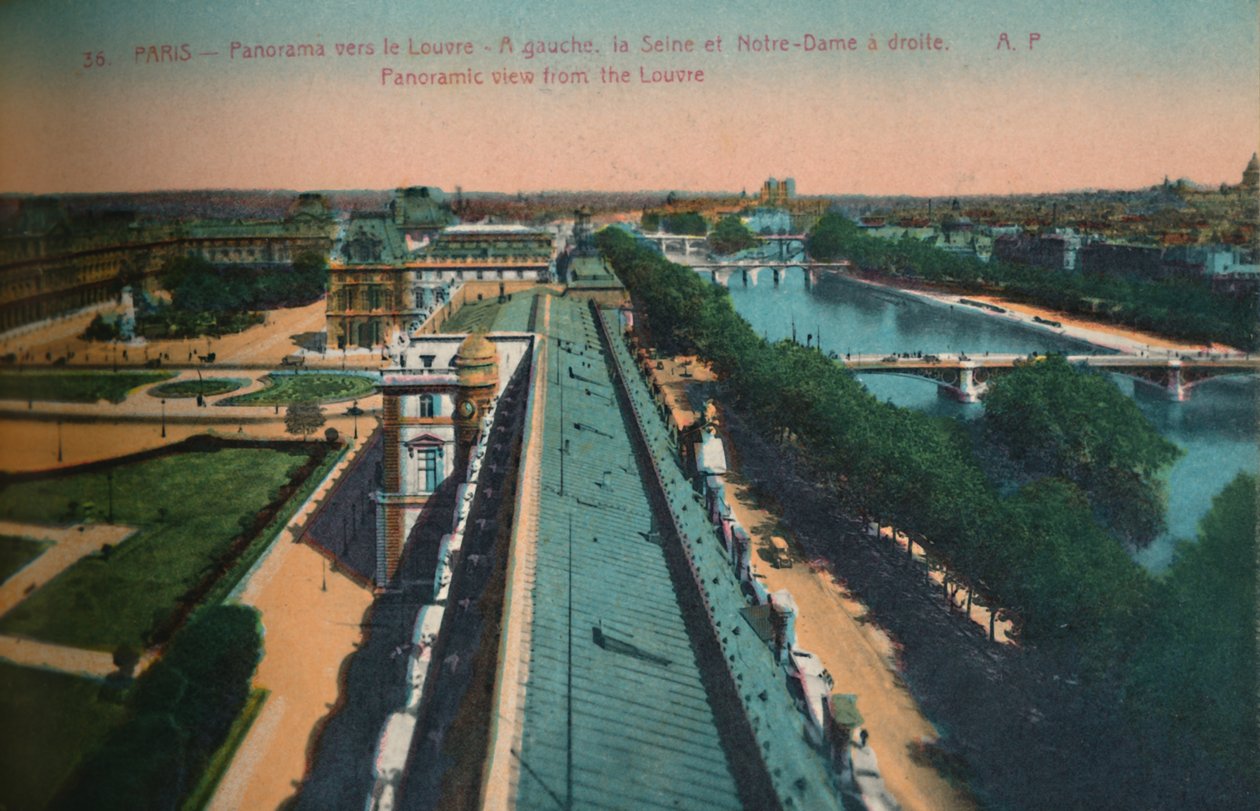 Panoramautsikt mot Louvre, Paris, c1920 av Unbekannt