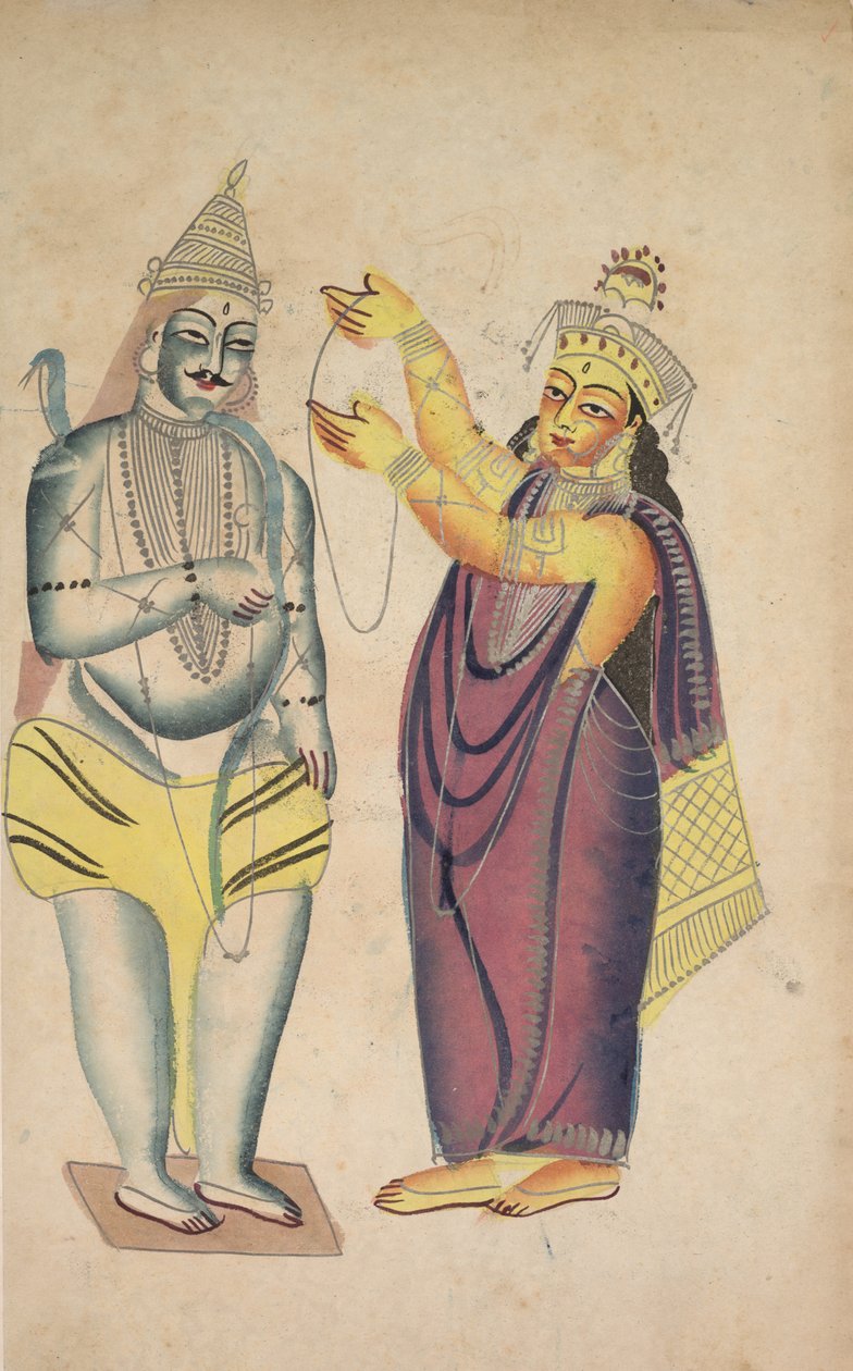 Parivati Plasserer en bryllupskrans på Shiva, 1800-tallet. av Unbekannt