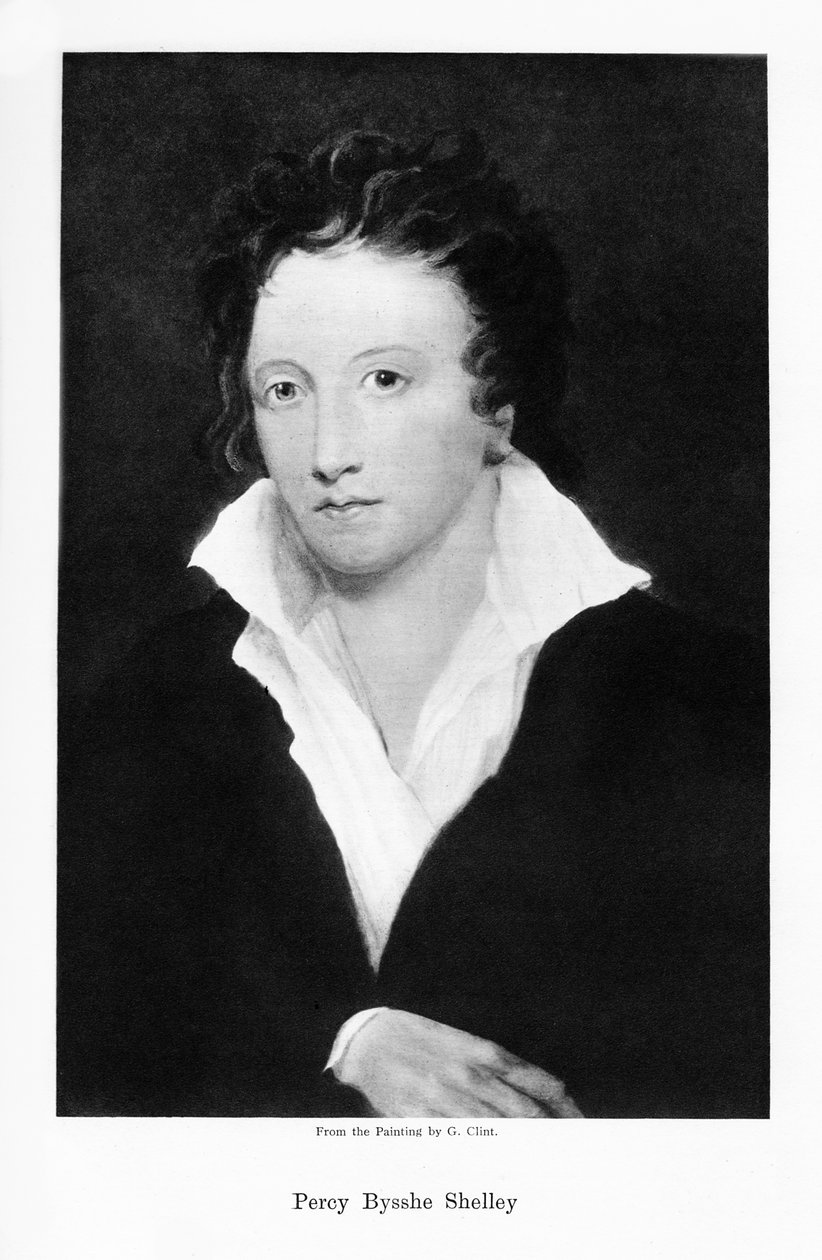 Percy Bysshe Shelley, engelsk romantisk poet, 1800-tallet av Unbekannt