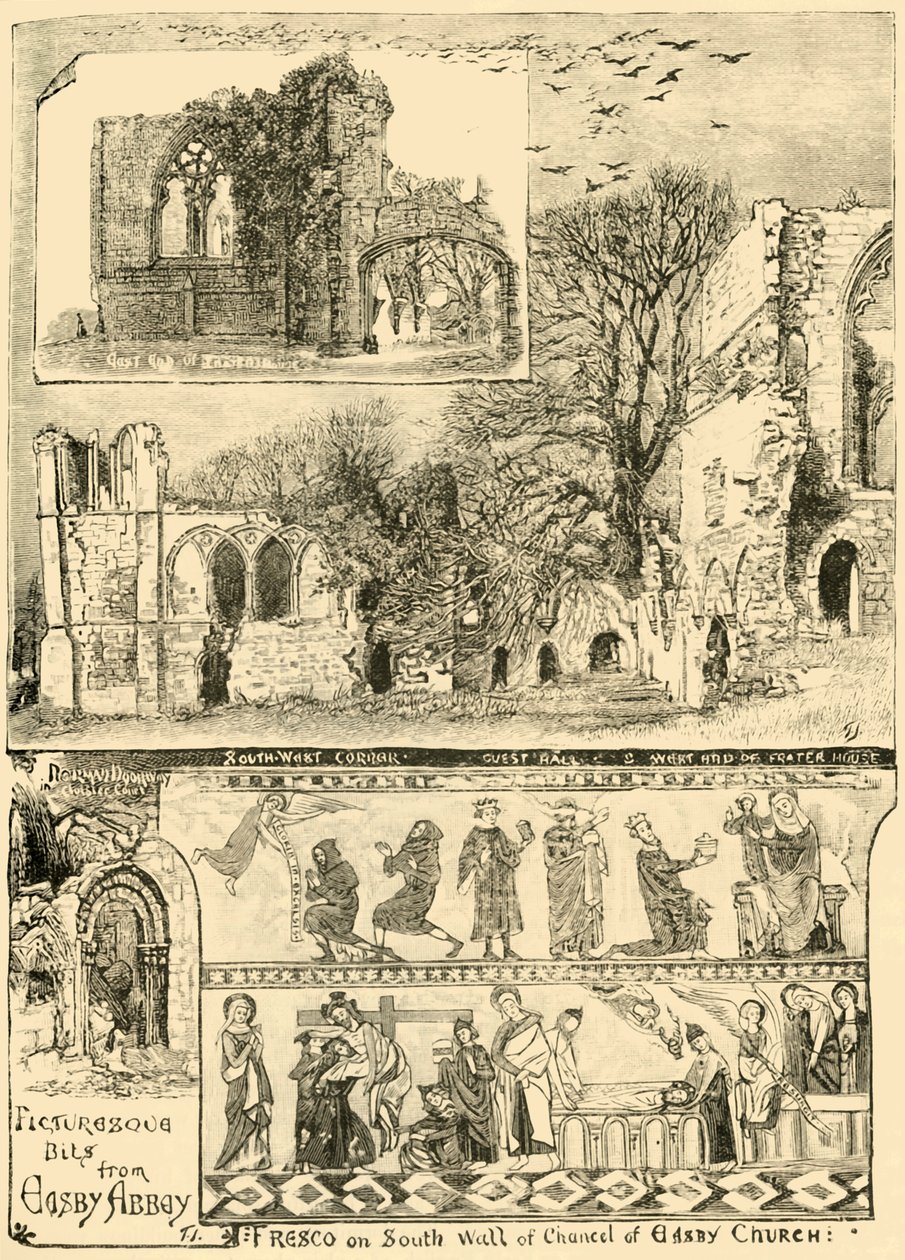 Pittoreske biter fra Easby Abbey, 1898. av Unbekannt