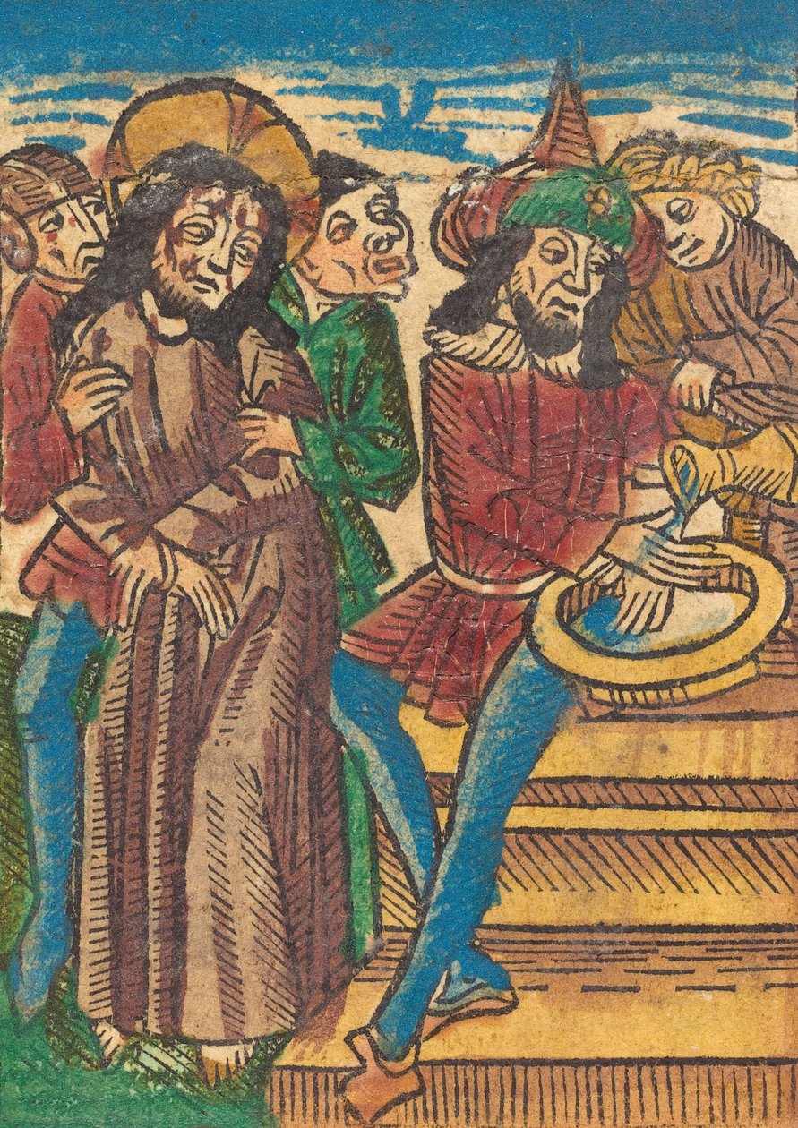 Pilatus vasker hendene, ca. 1490. av Unbekannt