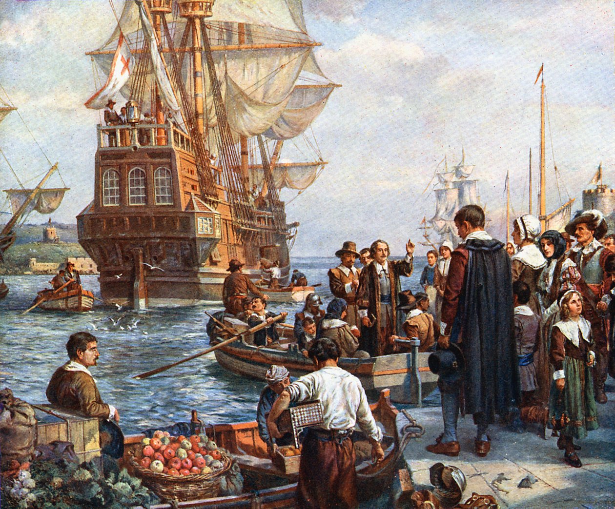 Pilgrimsfedre som går ombord på Mayflower av Unbekannt