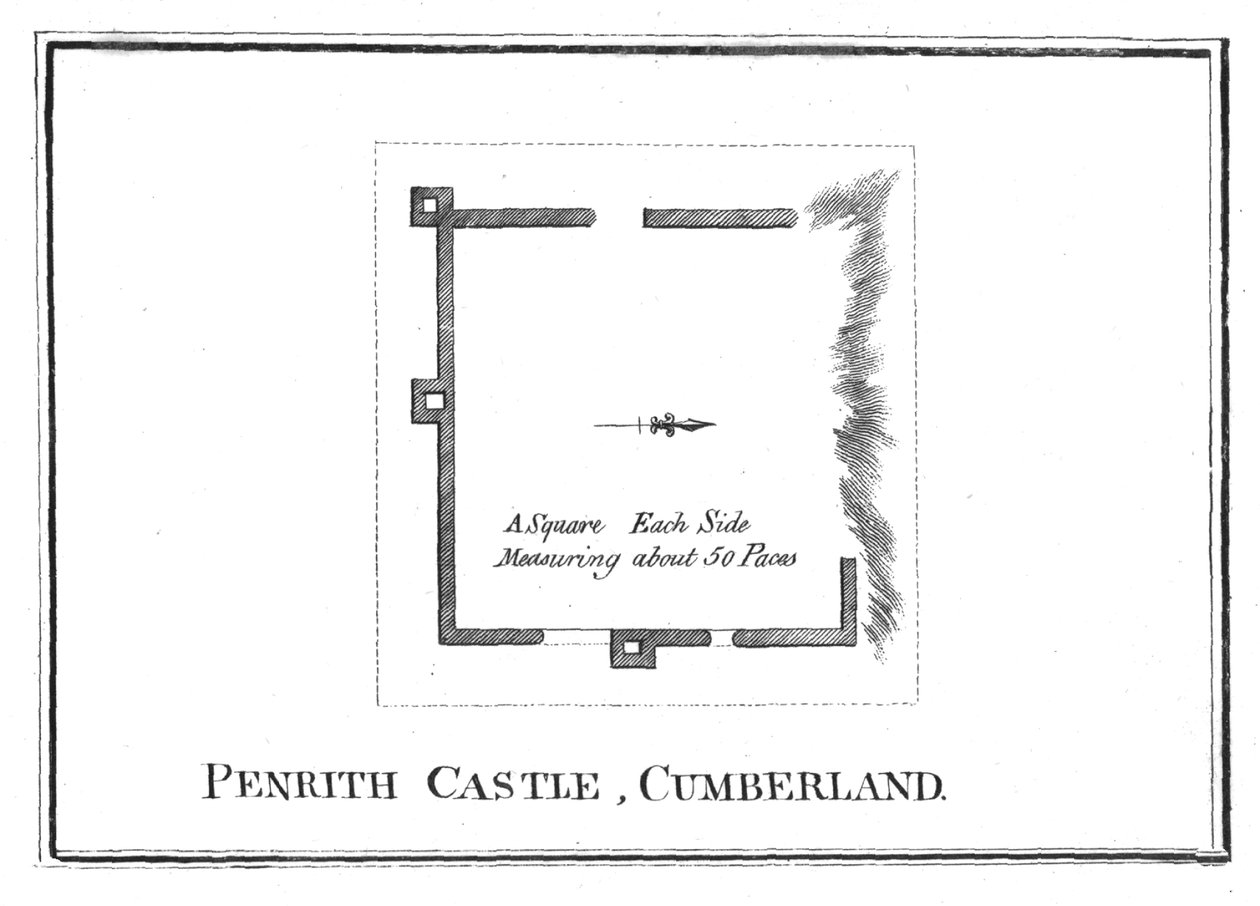 Plan over Penrith Castle, Cumberland, sent på 1700-tallet av Unbekannt