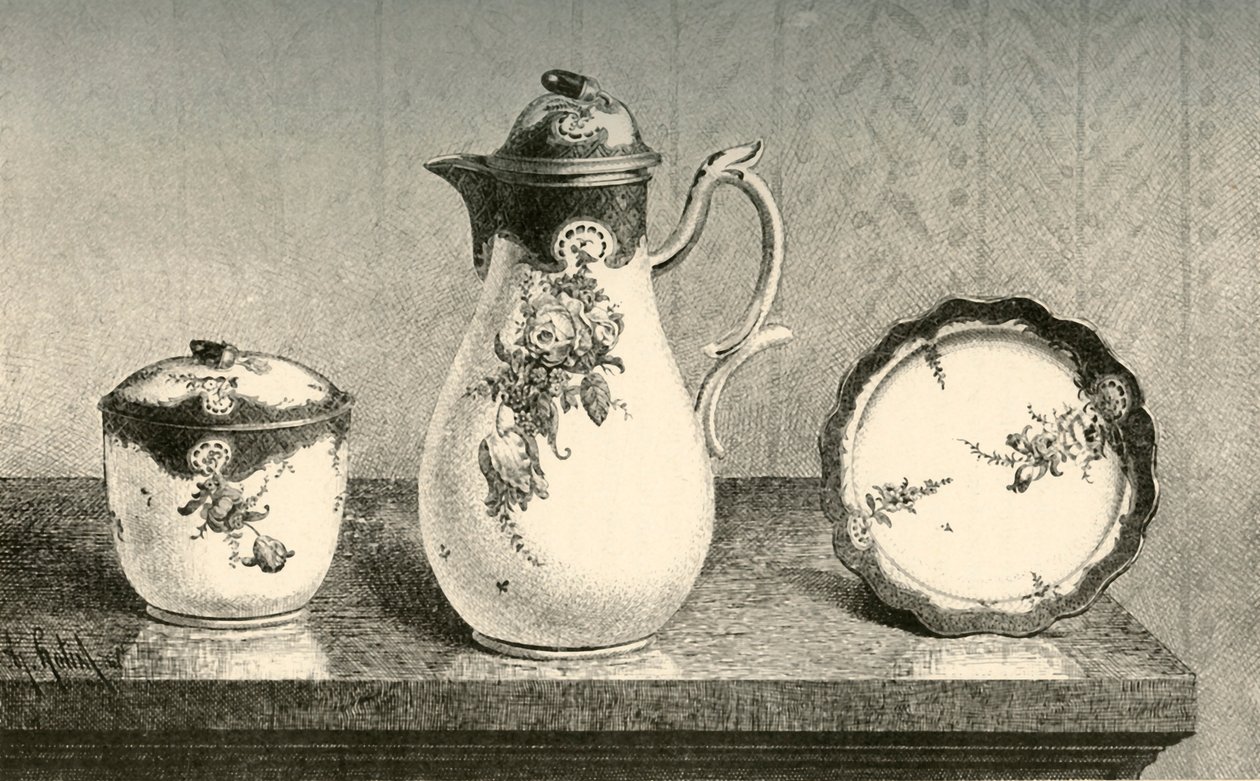 Porselenskaffesett, midten av slutten av 1700-tallet, 1903. av Unbekannt