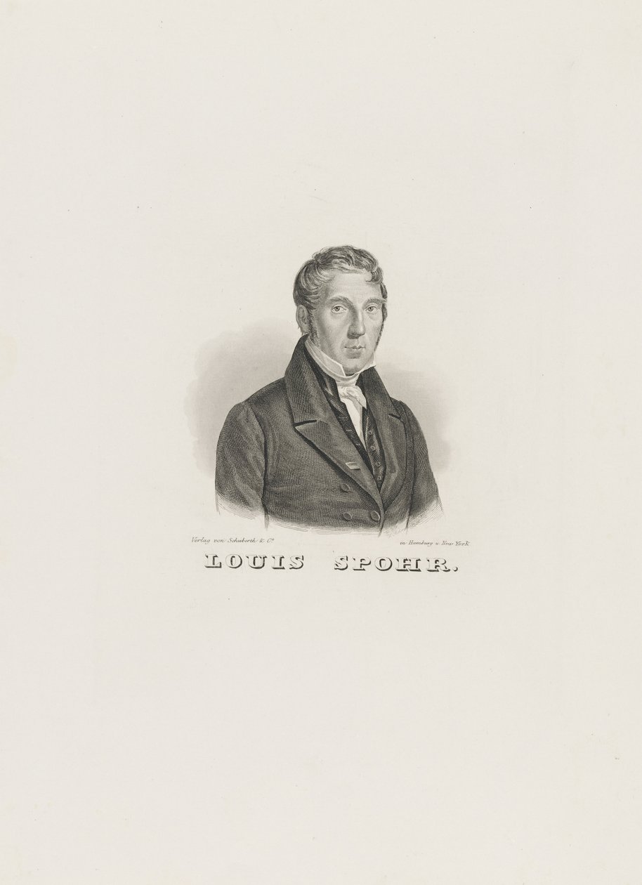 Portrett av Louis Spohr 1784-1859, ca. 1830-1840. av Unbekannt