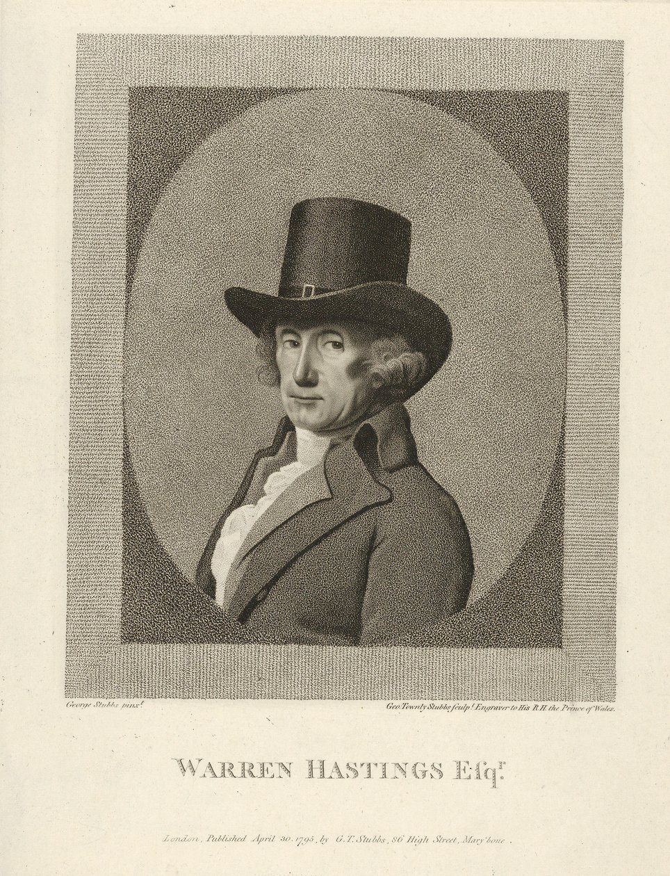 Portrett av Warren Hastings, Esq., pub. 1795. av Unbekannt