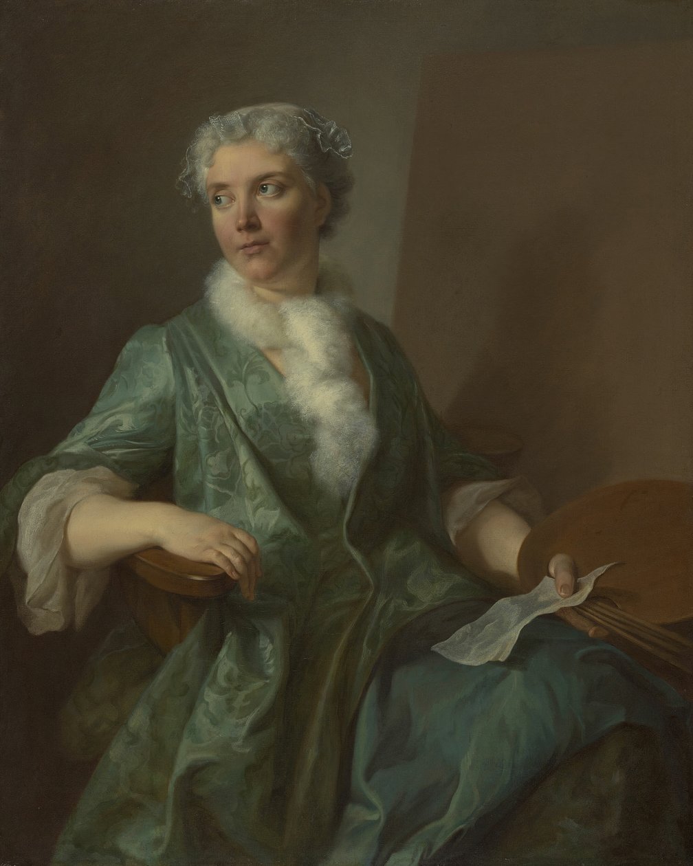 Portrett av en kvinnelig kunstner, ca. 1735. av Unbekannt