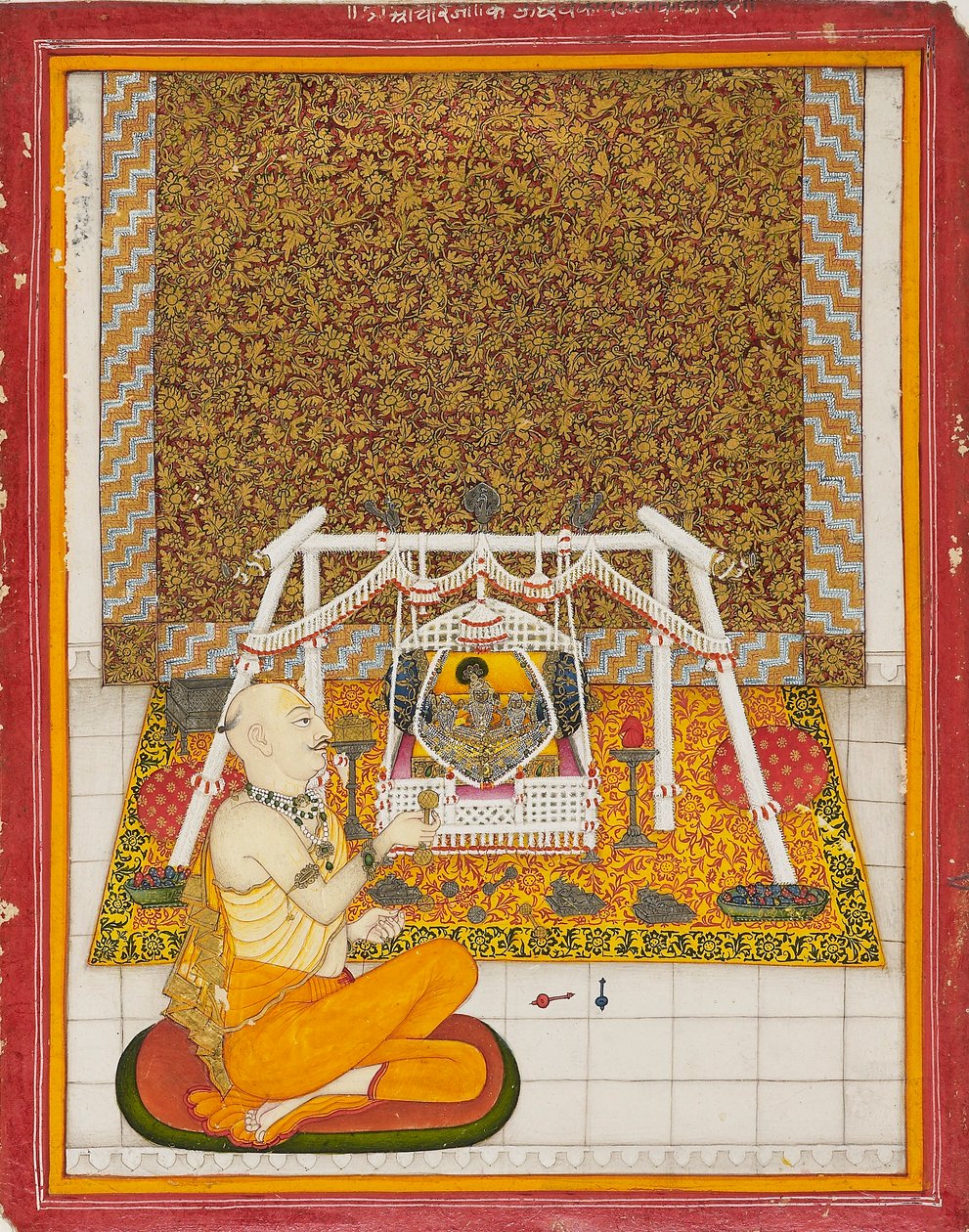 Prest ved en Krishna-helligdom, c1831 av Unbekannt