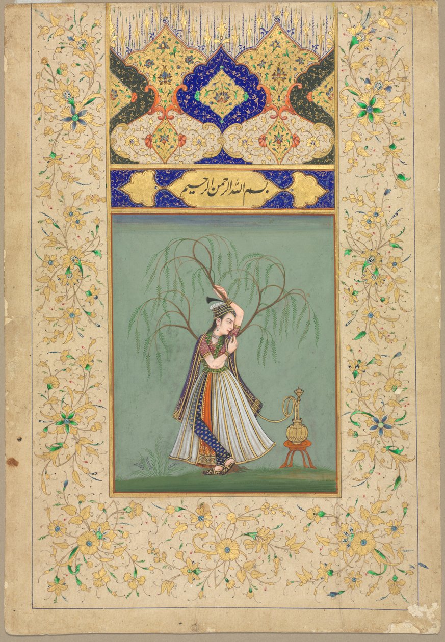 Princess Smoking a Hookah som Salabhanjika, 1700-tallet. av Unbekannt