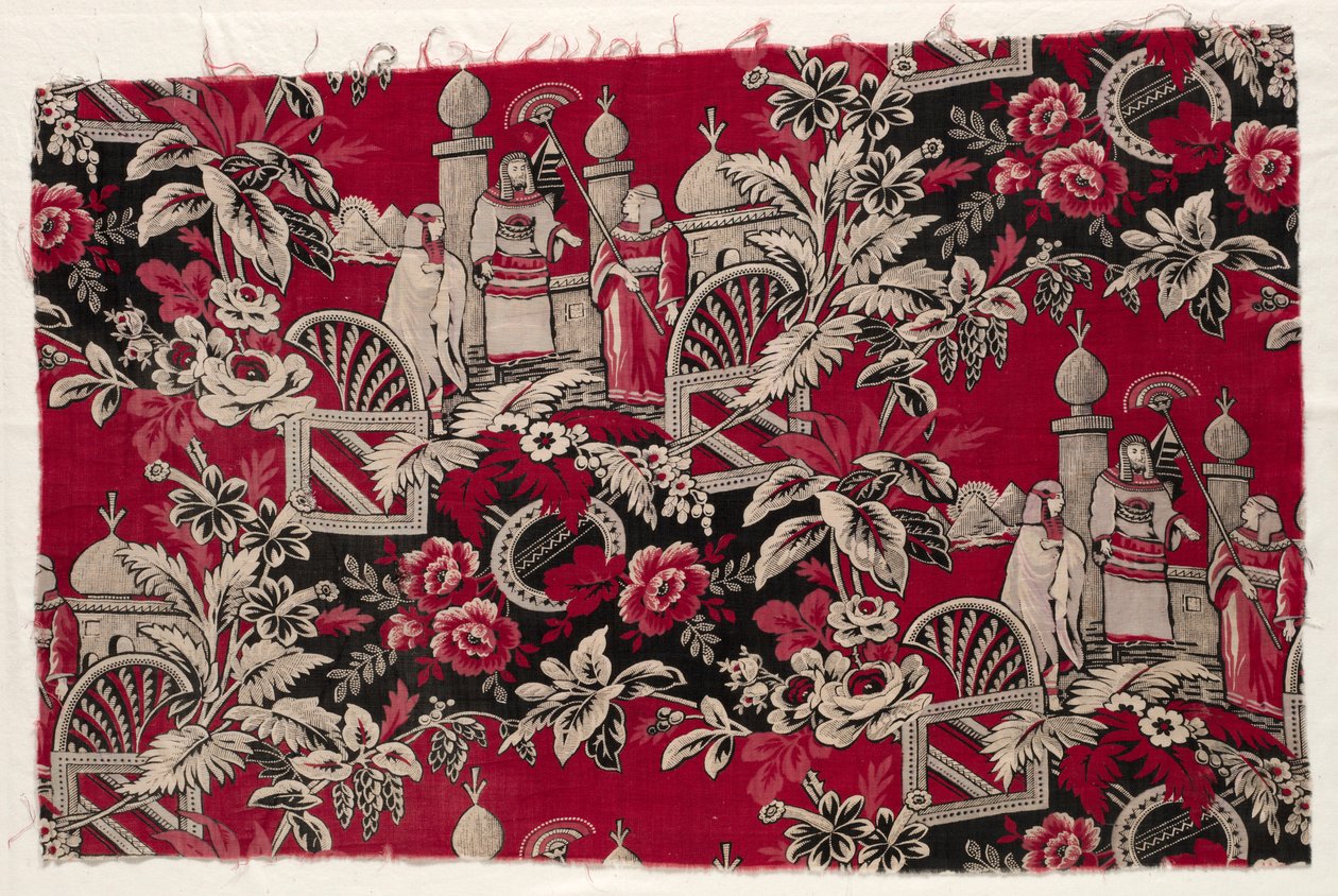 Trykt bomull med egyptisk scene, 1800-tallet. av Unbekannt