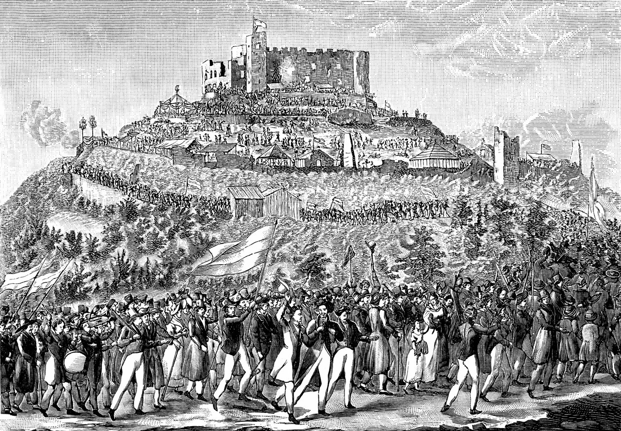 Prosesjon til Hambach slott 27. mai 1832. av Unbekannt