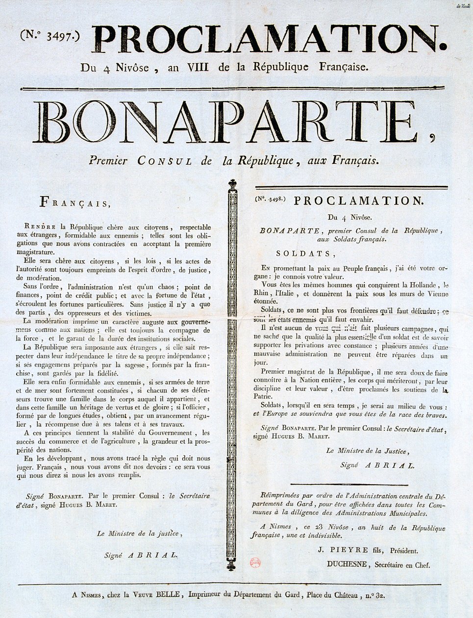 Proklamasjon av Napoleon som 1. konsul, 1800-tallet av Unbekannt