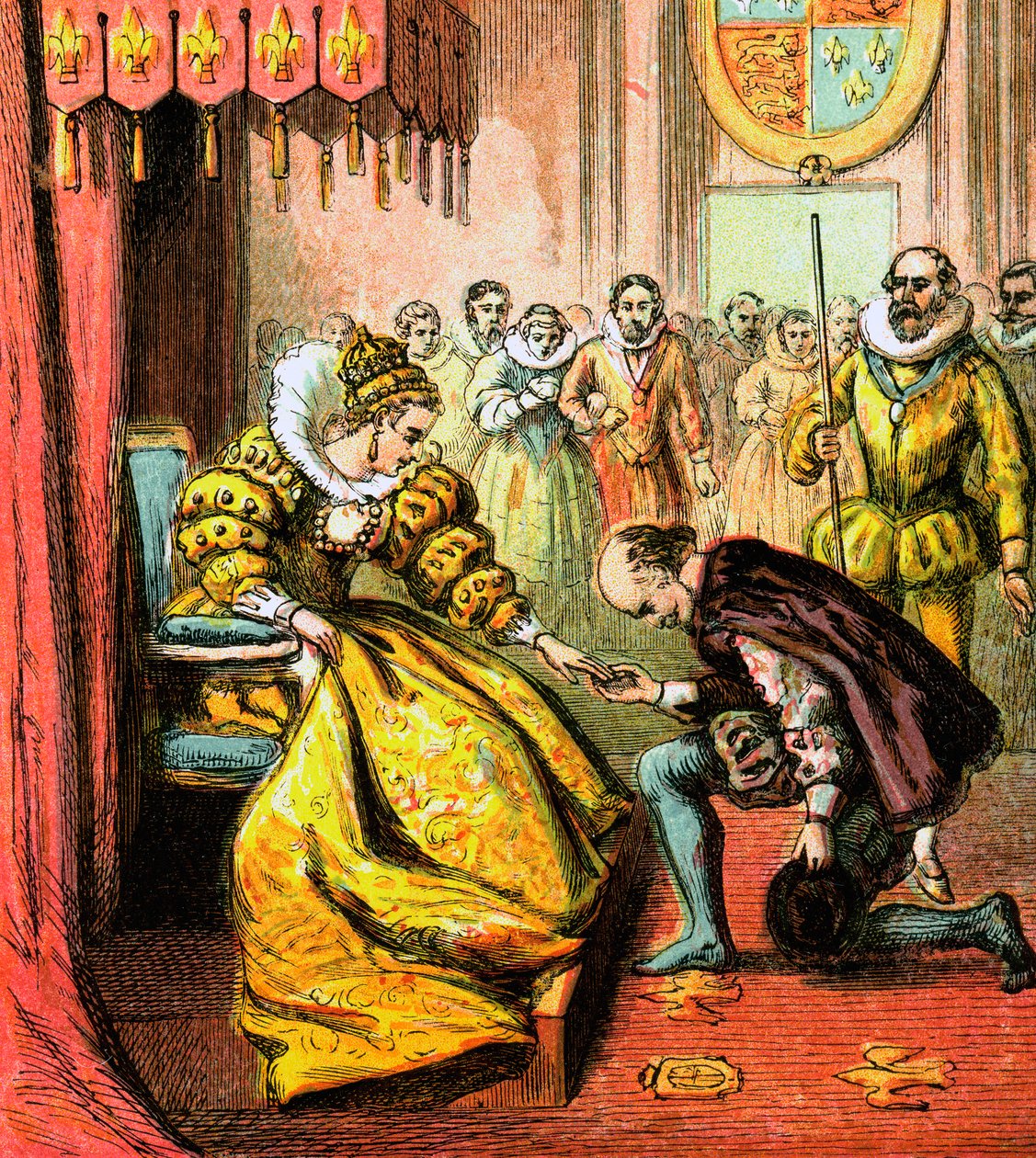 Dronning Elizabeth og Shakespeare, 1500-tallet, ca 1850 av Unbekannt