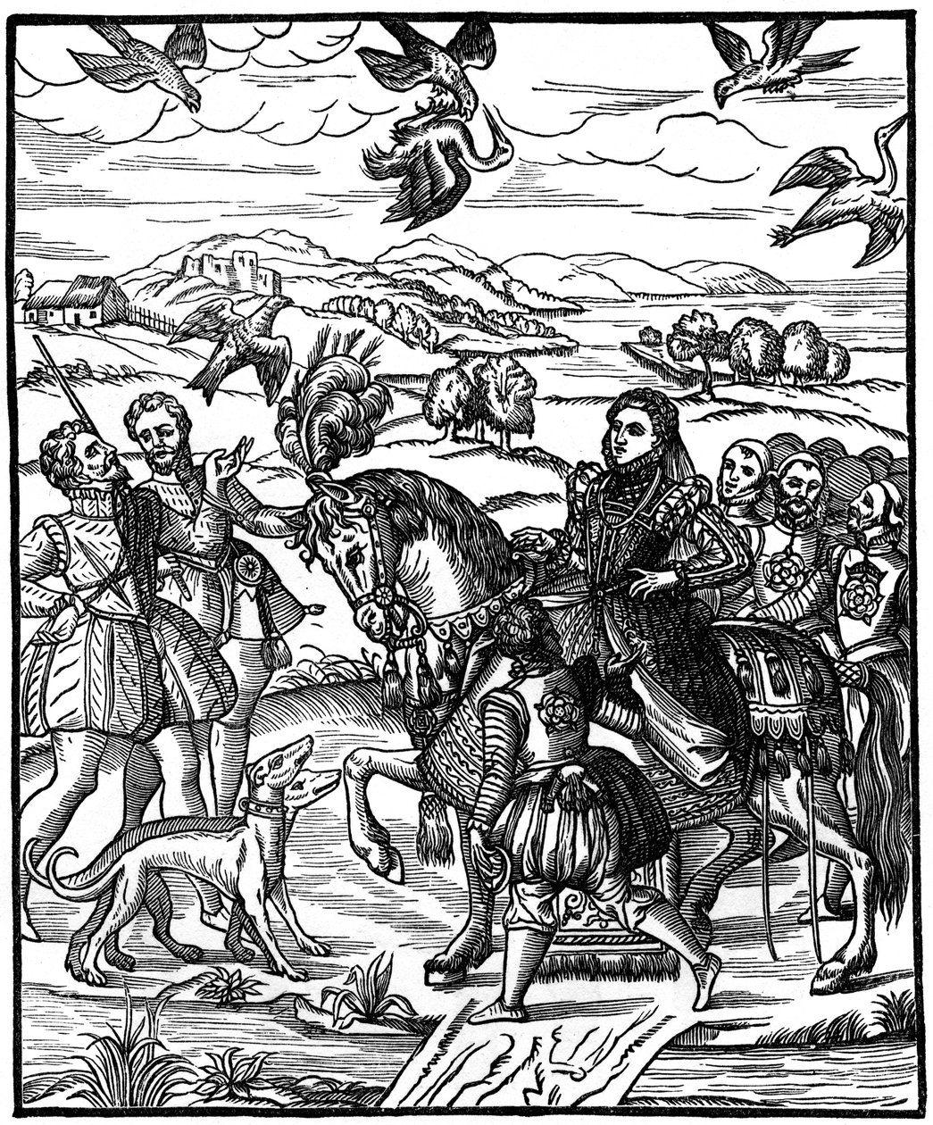 Dronning Elizabeth I hawking, 1575, 1910 av Unbekannt