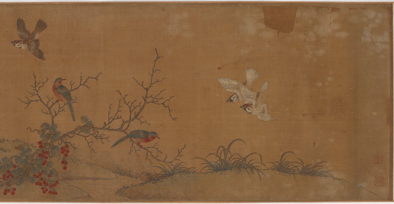 Kaniner, fugler og blomster, 1600-tallet. av Unbekannt