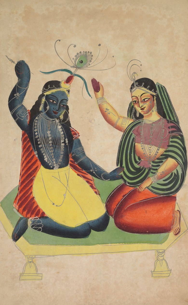 Radha og Krishna, 1800-tallet. av Unbekannt