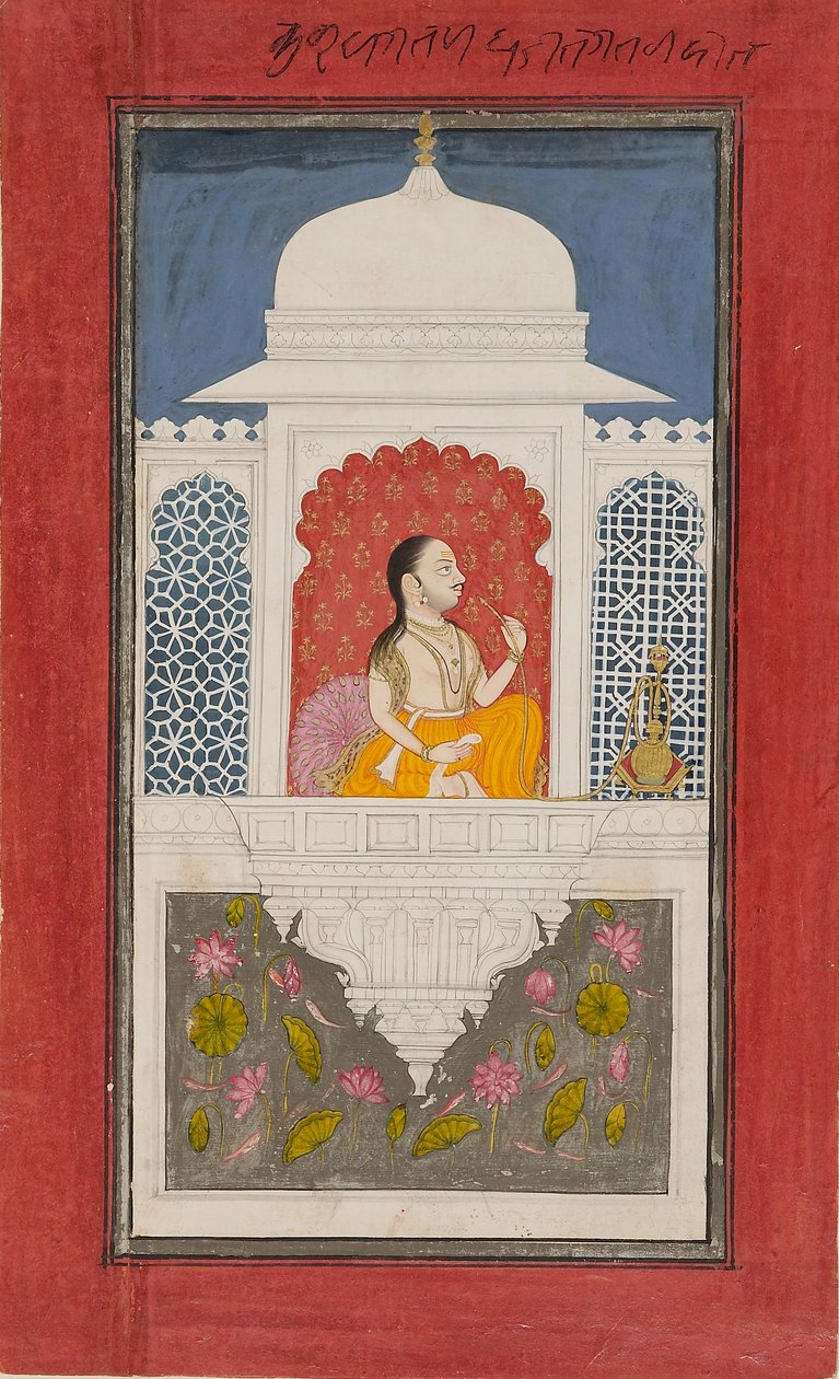 Raja Sagat Singh i en paviljong, c1750 av Unbekannt