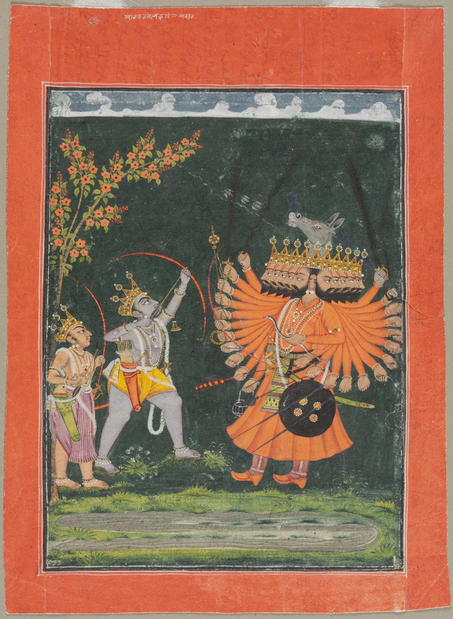 Rama og Laksmana kjemper mot Ravana, ca. 1750. av Unbekannt
