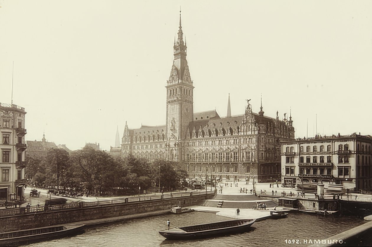 Hamburg rådhus. Rundt 1900 av Unbekannt