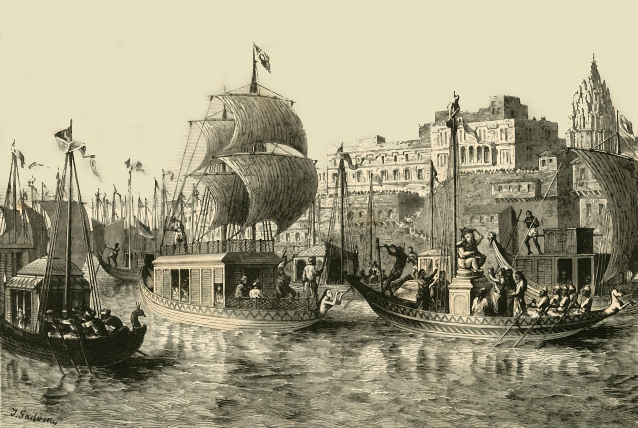 Religiøs festival på Benares, 1890. av Unbekannt