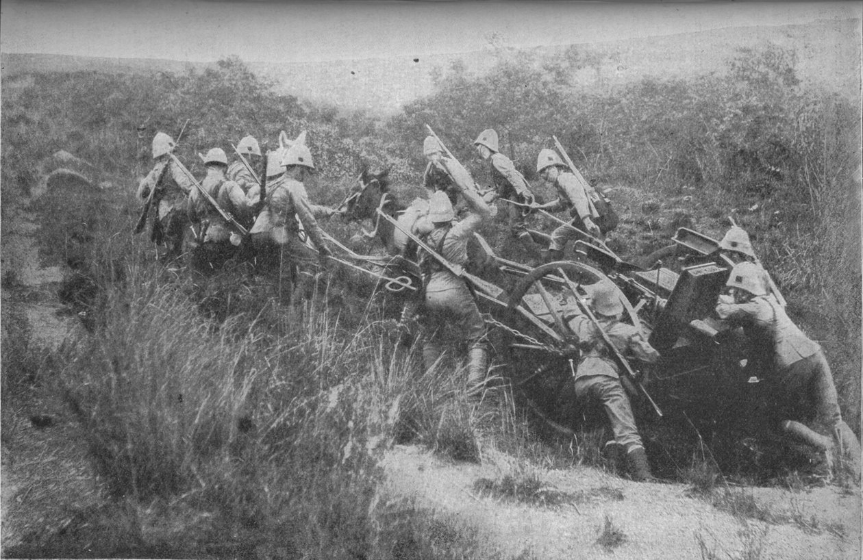 Rifle Brigade øver på bakkeklatring med Maxim, 1902 av Unbekannt