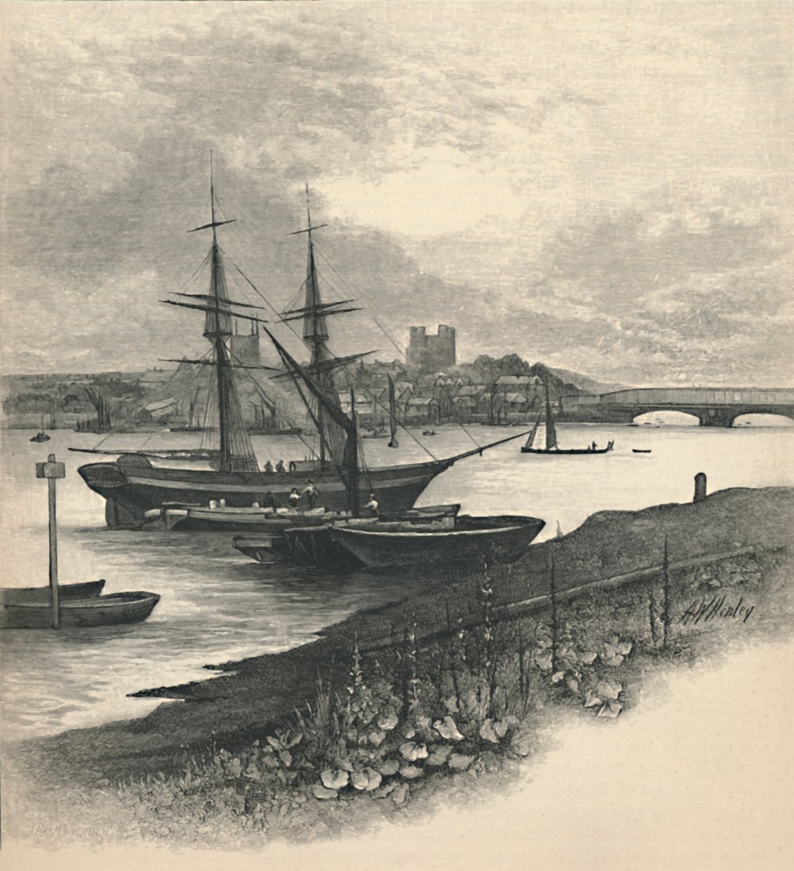 Rochester, fra Strood, 1886 av Unbekannt