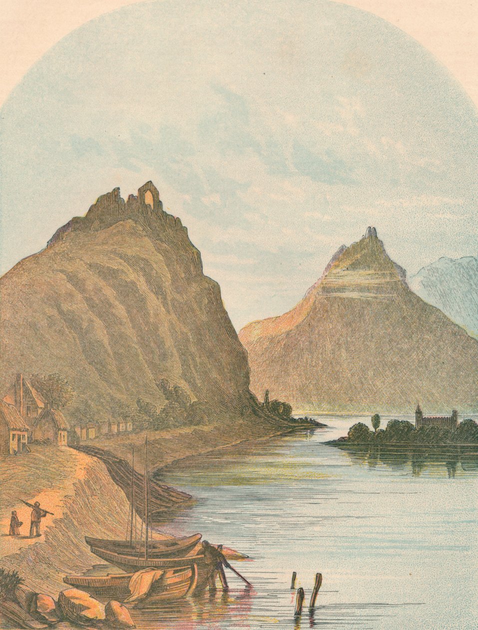 Rolandseck og Kloster Nonnenwerth, 1864. av Unbekannt