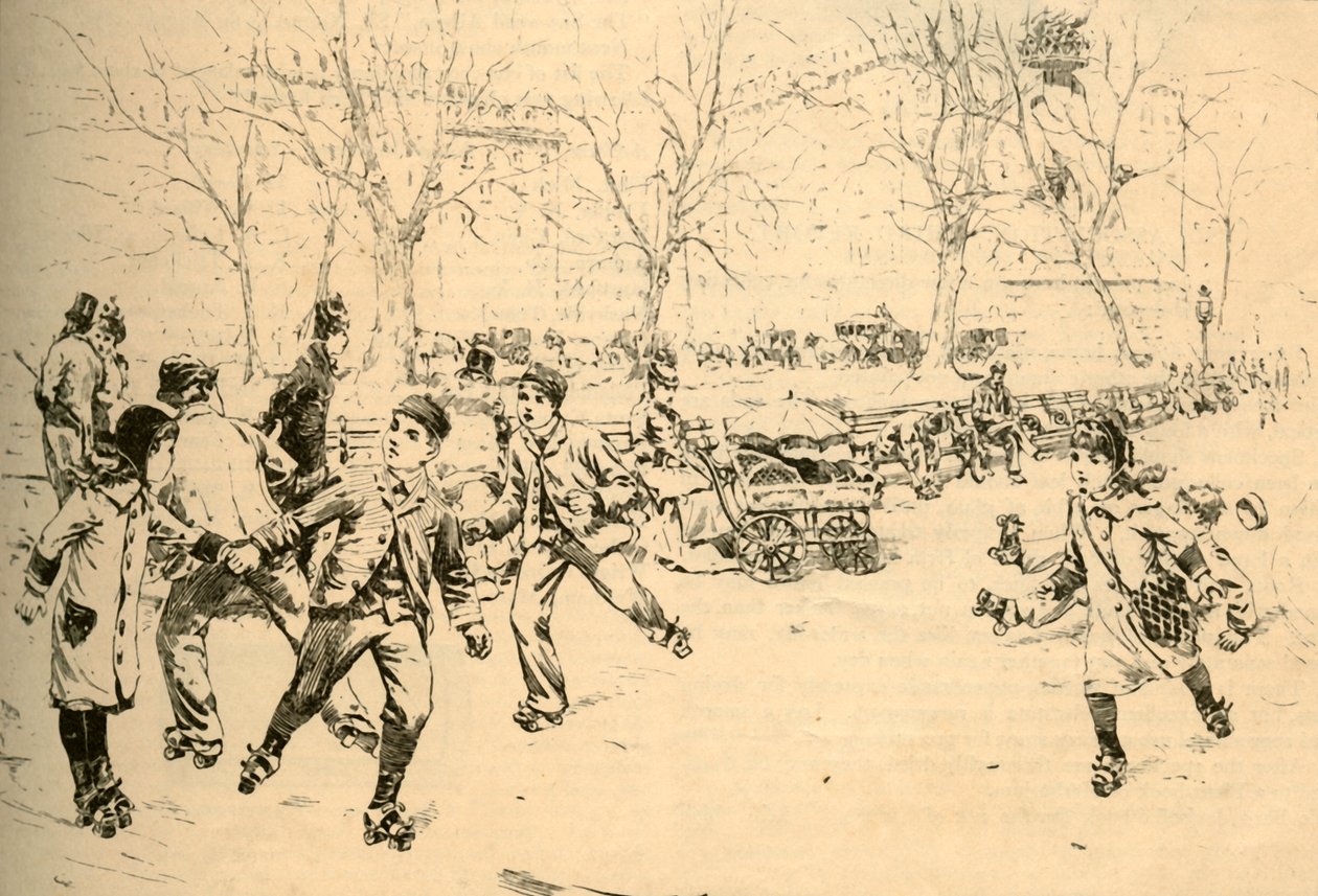 Rulleskøyter på Madison Square, New York, 1881. av Unbekannt