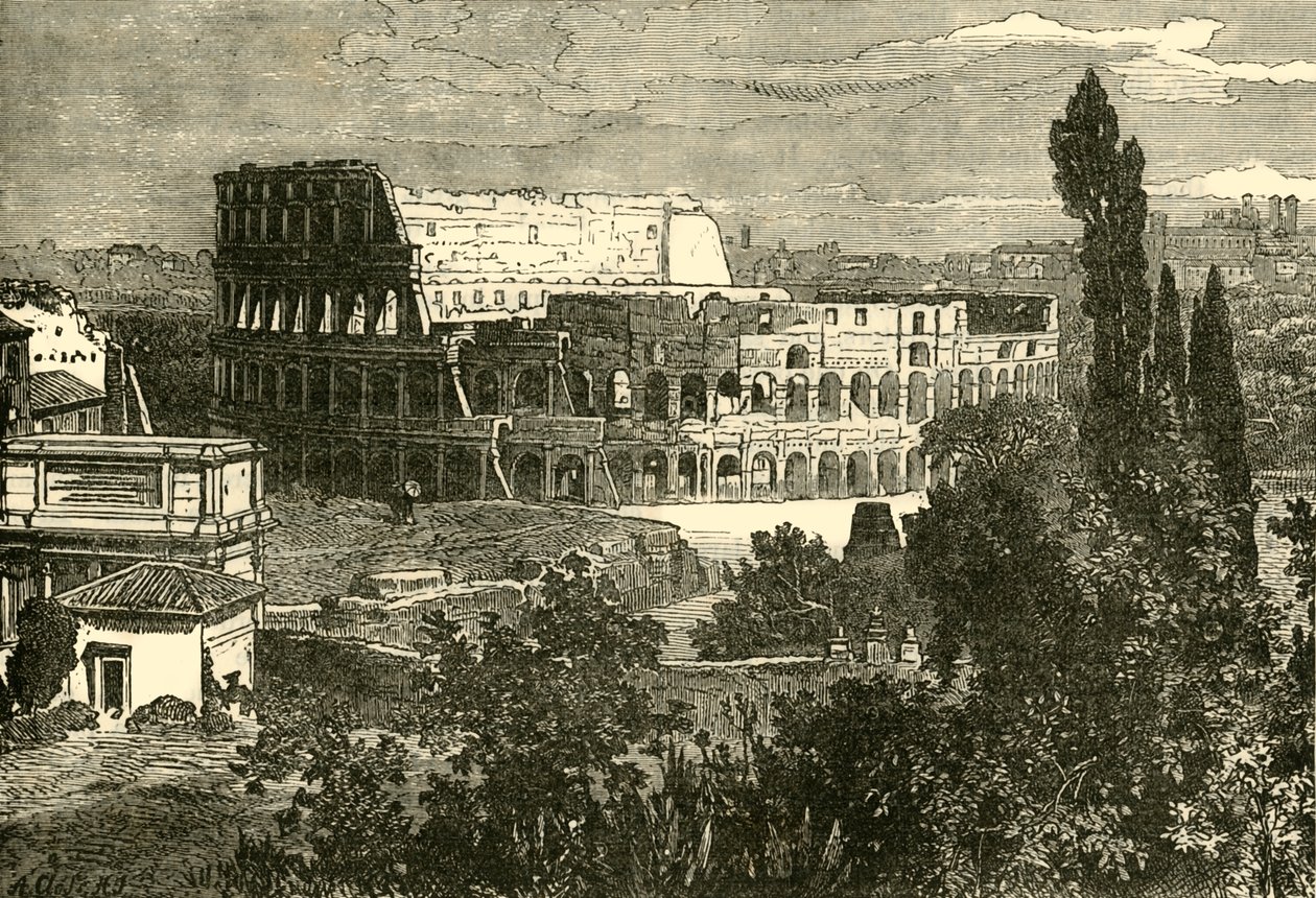 Ruinene av Colosseum, fra Palatinen, 1890. av Unbekannt