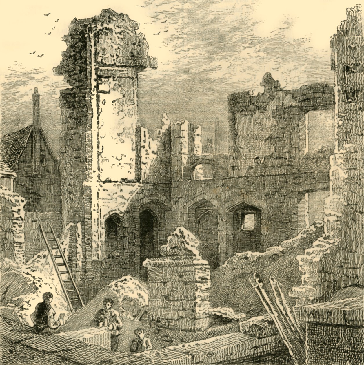 Ruinene av klosteret St. Clare, c1872. av Unbekannt