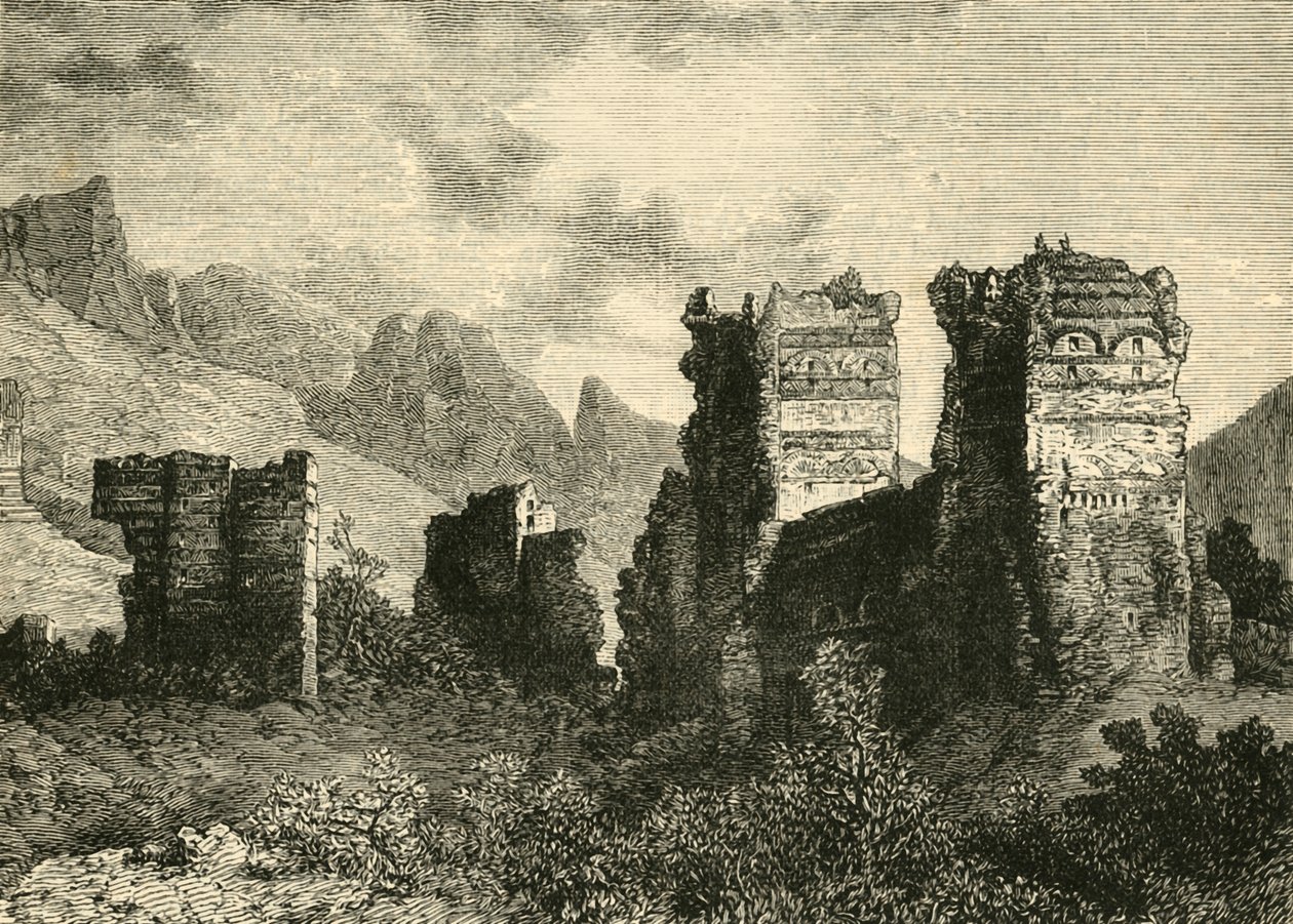 Ruinene av de gamle bymurene, Antiokia, 1890. av Unbekannt