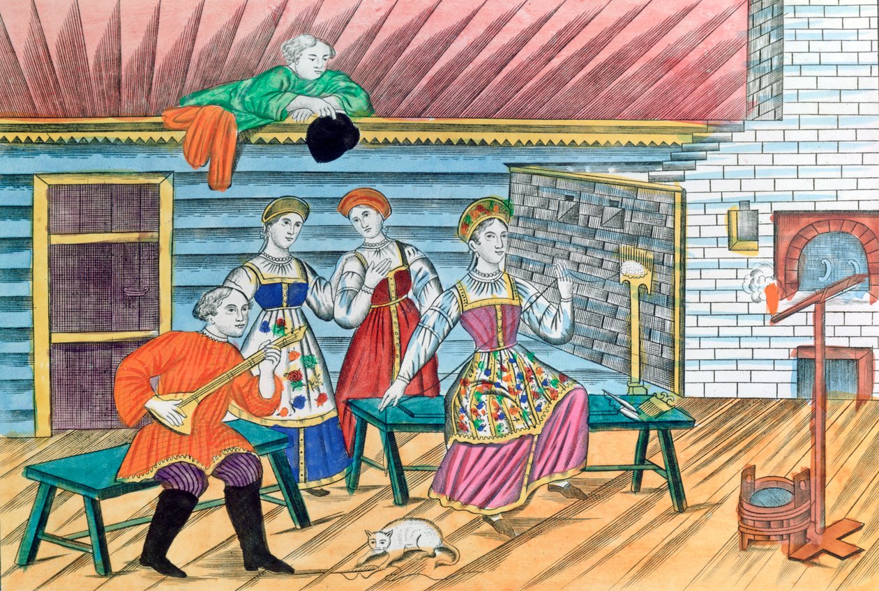 Russisk interiørscene, 1856 av Unbekannt