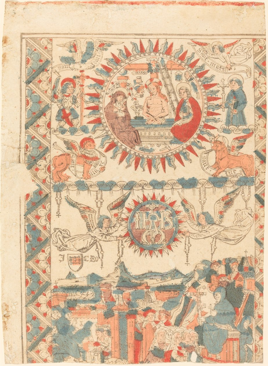 Saint Bonaventure ankommer og forkynner i Lyon, 1480-1490. av Unbekannt