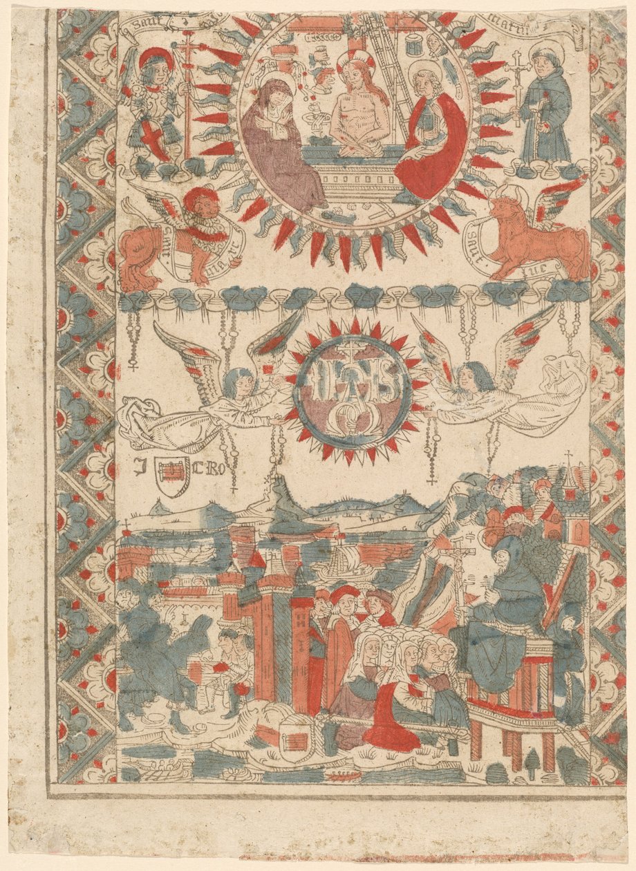 Saint Bonaventure ankommer og forkynner i Lyon, 1480-1490. av Unbekannt