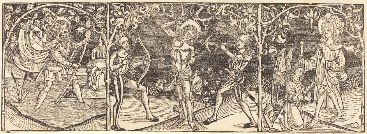 De hellige Christopher, Sebastian og Roche, ca. 1495. av Unbekannt