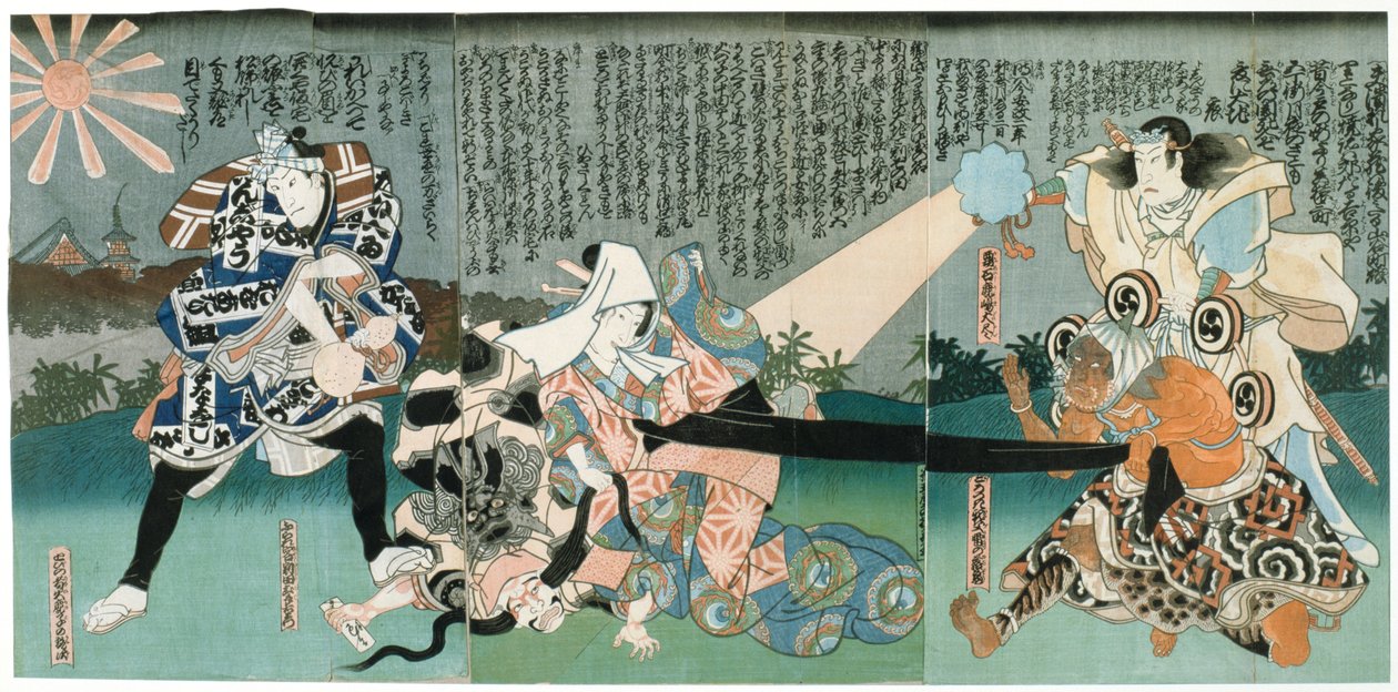 Scene ved Kabuki Theatre, 1800-tallet av Unbekannt