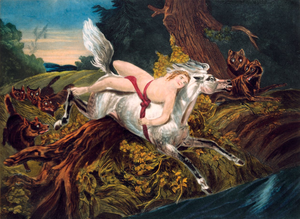 Scene fra Byrons dikt Mazeppa, c1820. av Unbekannt