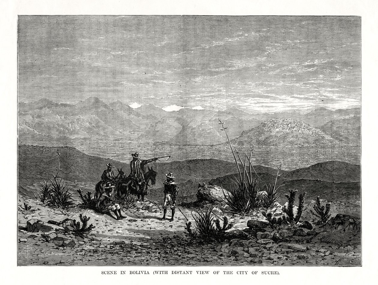 Scene i Bolivia, 1877 av Unbekannt