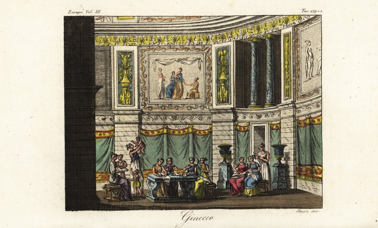 Scene i et gyneceum, kvinnekvarter, antikkens Hellas av Unbekannt