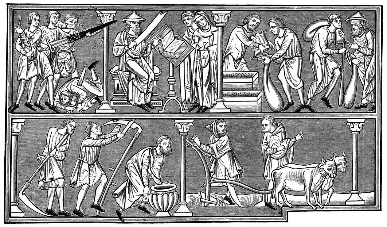 Scener fra middelalderlivet, 1200-tallet, 1870 av Unbekannt