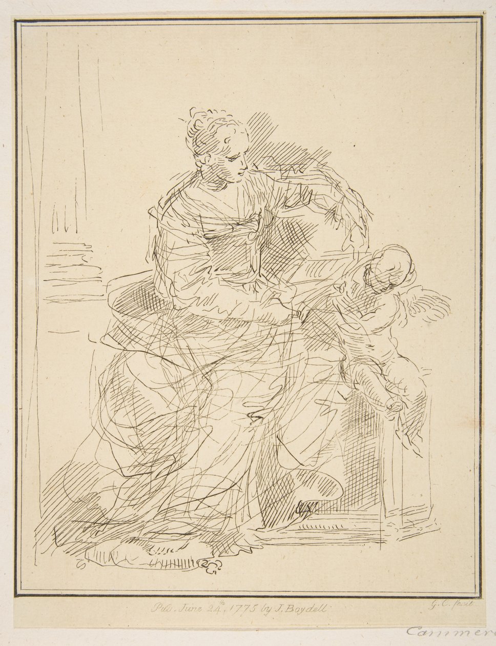 Sittende kvinne med putto, 1775. av Unbekannt