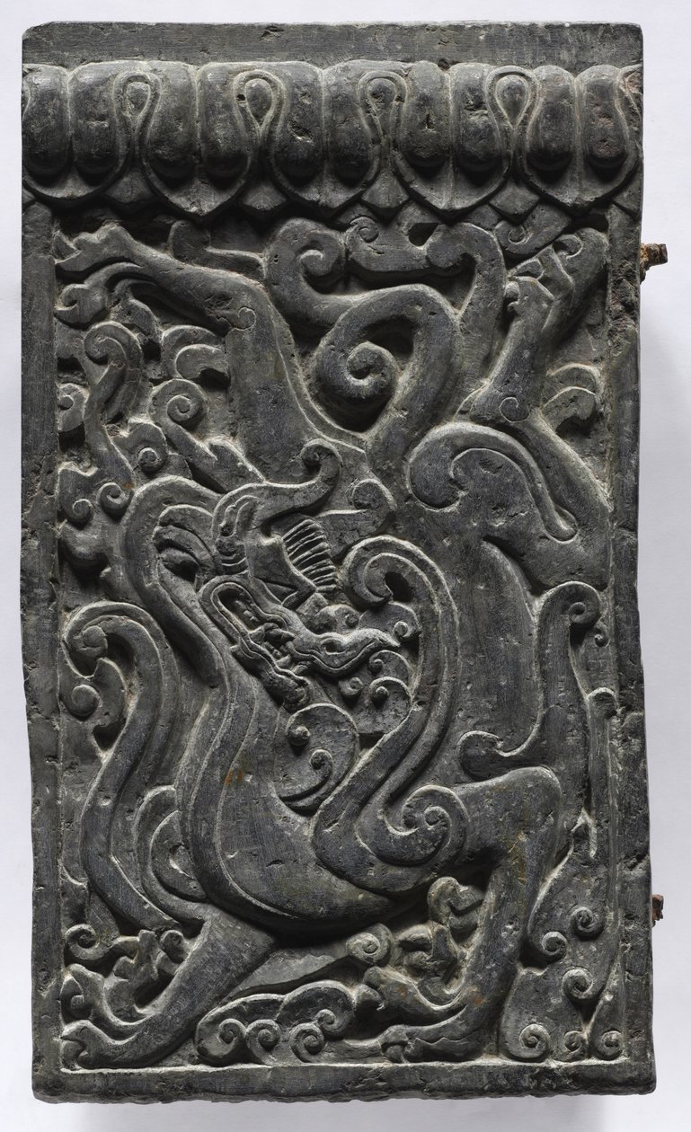 Seksjon av en kisteplattform: Dragon, 550-577. av Unbekannt